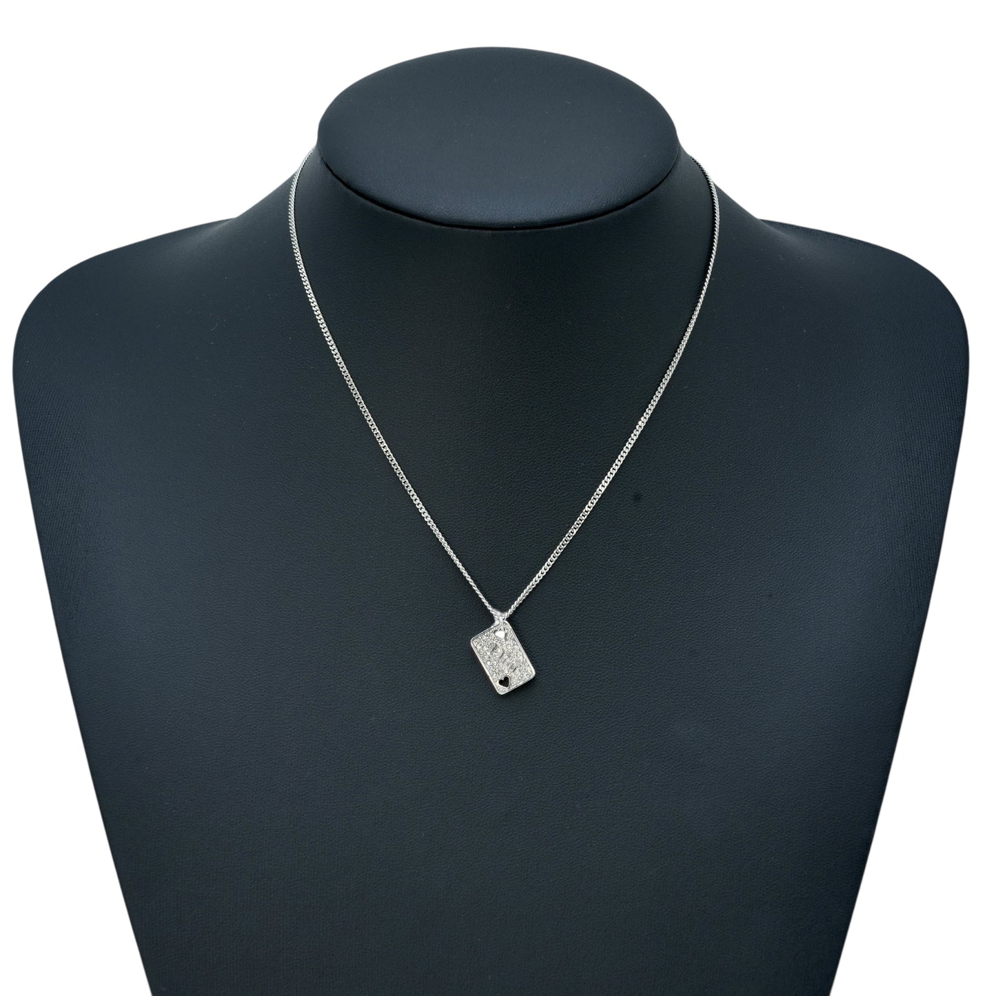 Dior Rhinestone Heart Playing Card Necklace - Metal 
