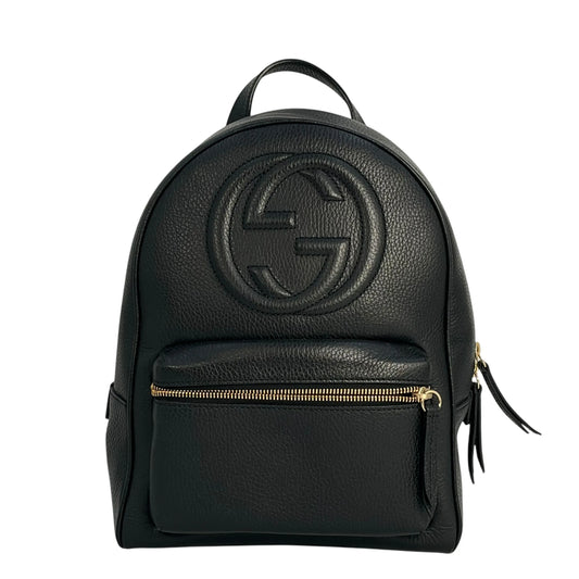 GUCCI Soho Leather Chain Backpack - Black 