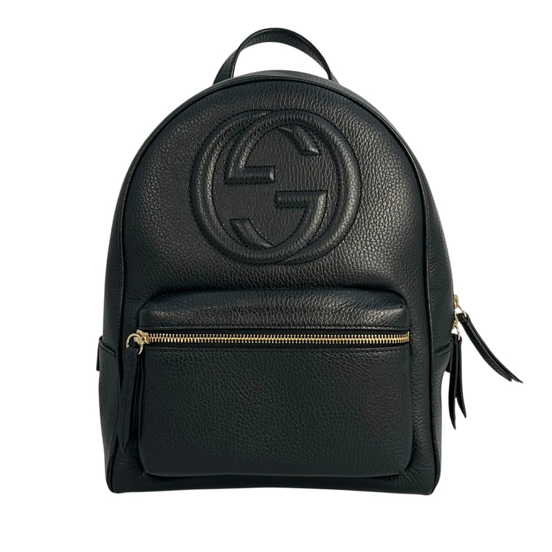 GUCCI Soho Leather Chain Backpack - Black 