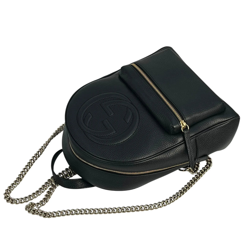 GUCCI Soho Leather Chain Backpack - Black 
