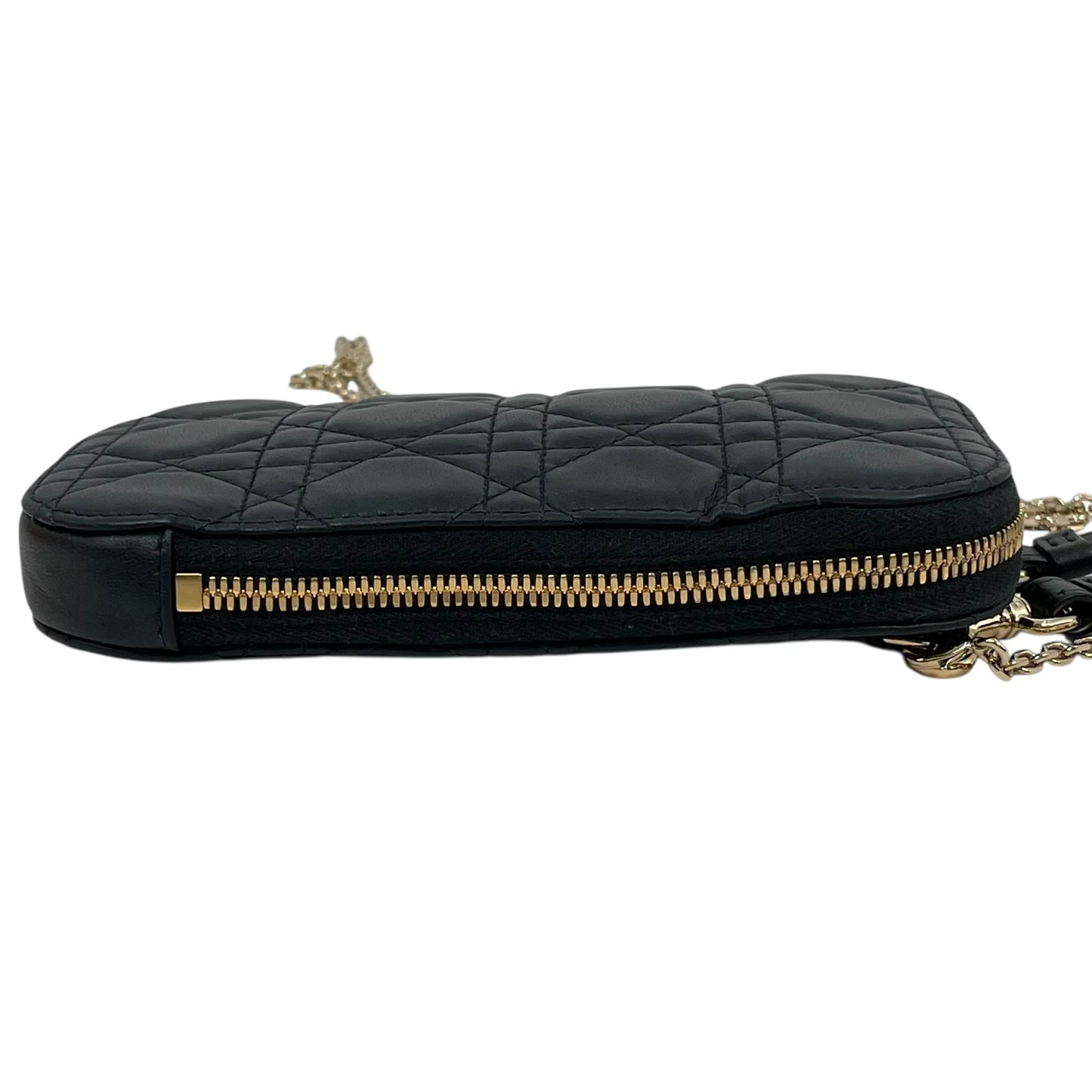 Dior Lady Dior Call In Dior Phone Case Chain Wallet Shoulder Bag - Black 
