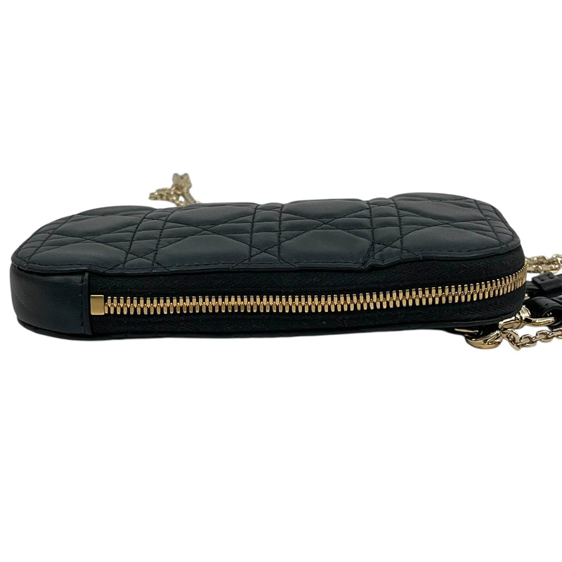 Dior Lady Dior Call In Dior Phone Case Chain Wallet Shoulder Bag - Black 