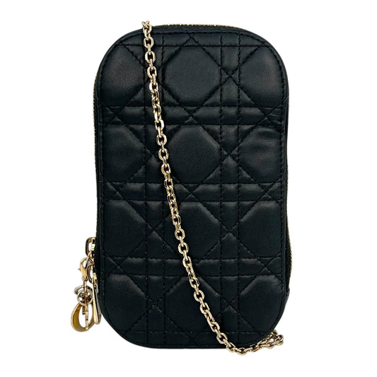 Dior Lady Dior Call In Dior Phone Case Chain Wallet Shoulder Bag - Black 