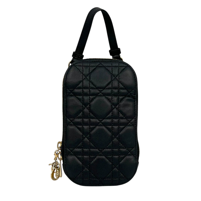 Dior Lady Dior Call In Dior Phone Case Chain Wallet Shoulder Bag - Black 