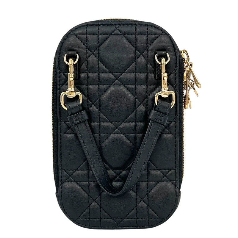 Dior Lady Dior Call In Dior Phone Case Chain Wallet Shoulder Bag - Black 