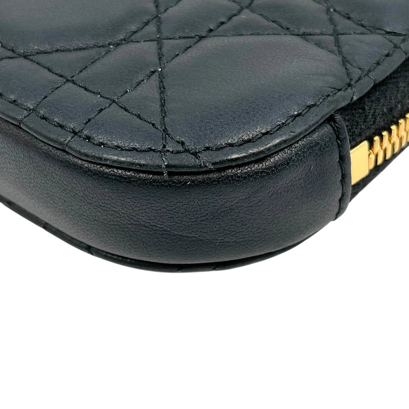 Dior Lady Dior Call In Dior Phone Case Chain Wallet Shoulder Bag - Black 