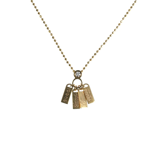 GUCCI ロゴ プレート 1ポイント ダイヤモンド ネックレス - 18KPG