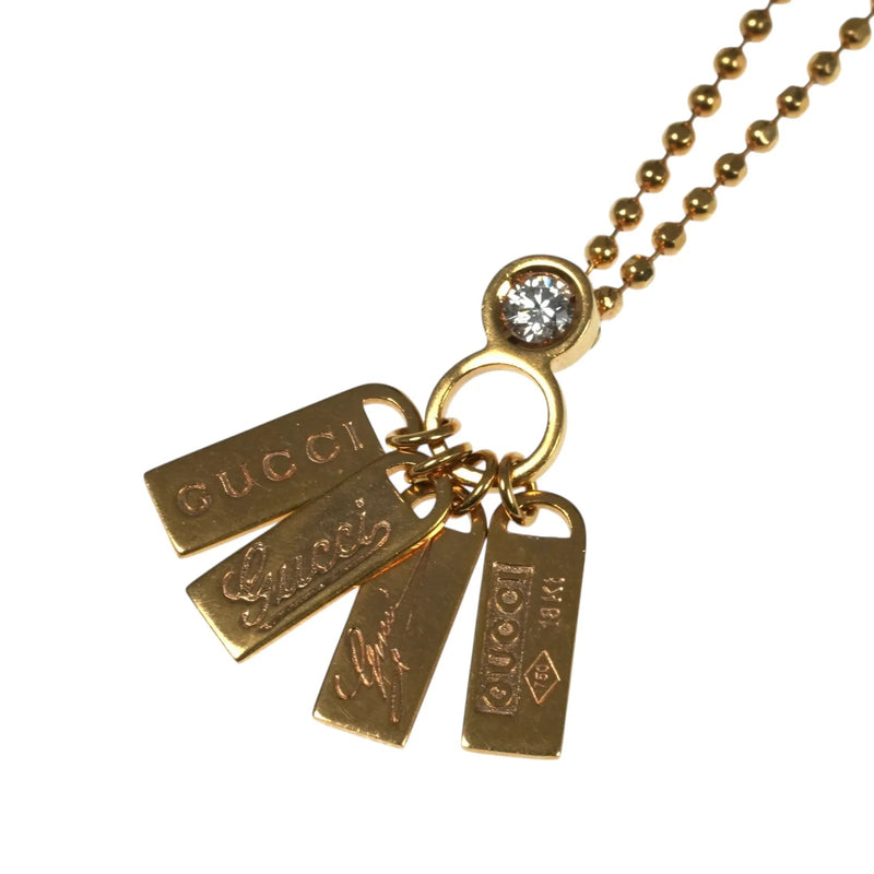 GUCCI ロゴ プレート 1ポイント ダイヤモンド ネックレス - 18KPG