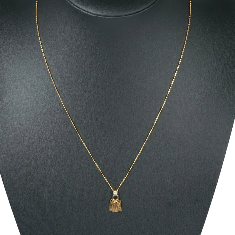 GUCCI ロゴ プレート 1ポイント ダイヤモンド ネックレス - 18KPG