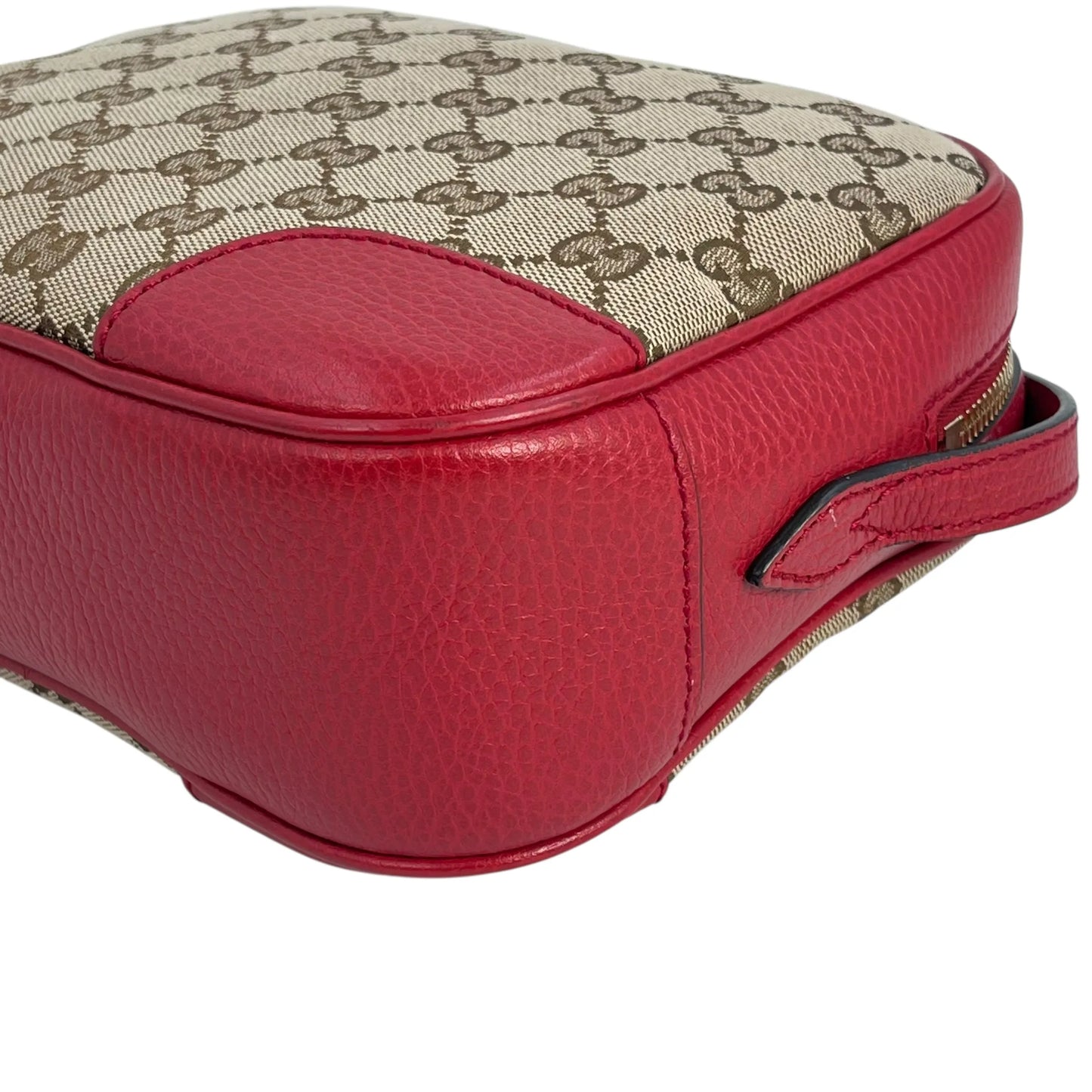 GUCCI GG Canvas and Leather Shoulder Bag - Red