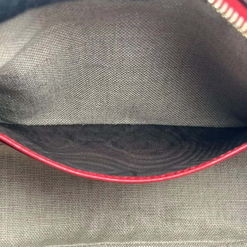 GUCCI GG Canvas and Leather Shoulder Bag - Red