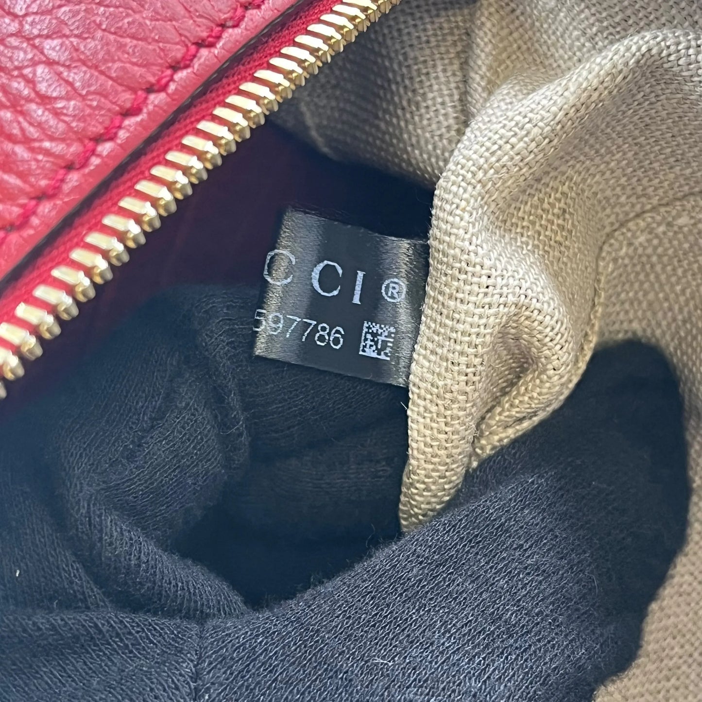 GUCCI GG Canvas and Leather Shoulder Bag - Red