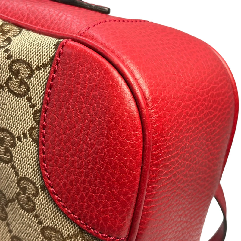 GUCCI GG Canvas and Leather Shoulder Bag - Red