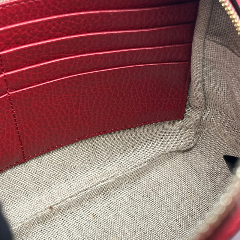 GUCCI GG Canvas and Leather Shoulder Bag - Red