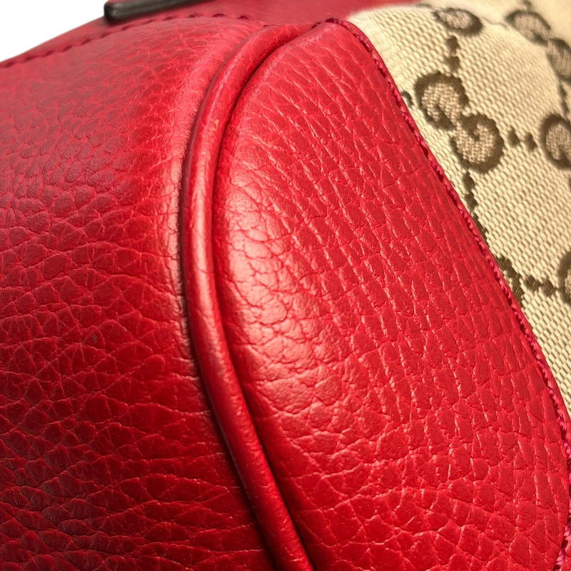 GUCCI GG Canvas and Leather Shoulder Bag - Red