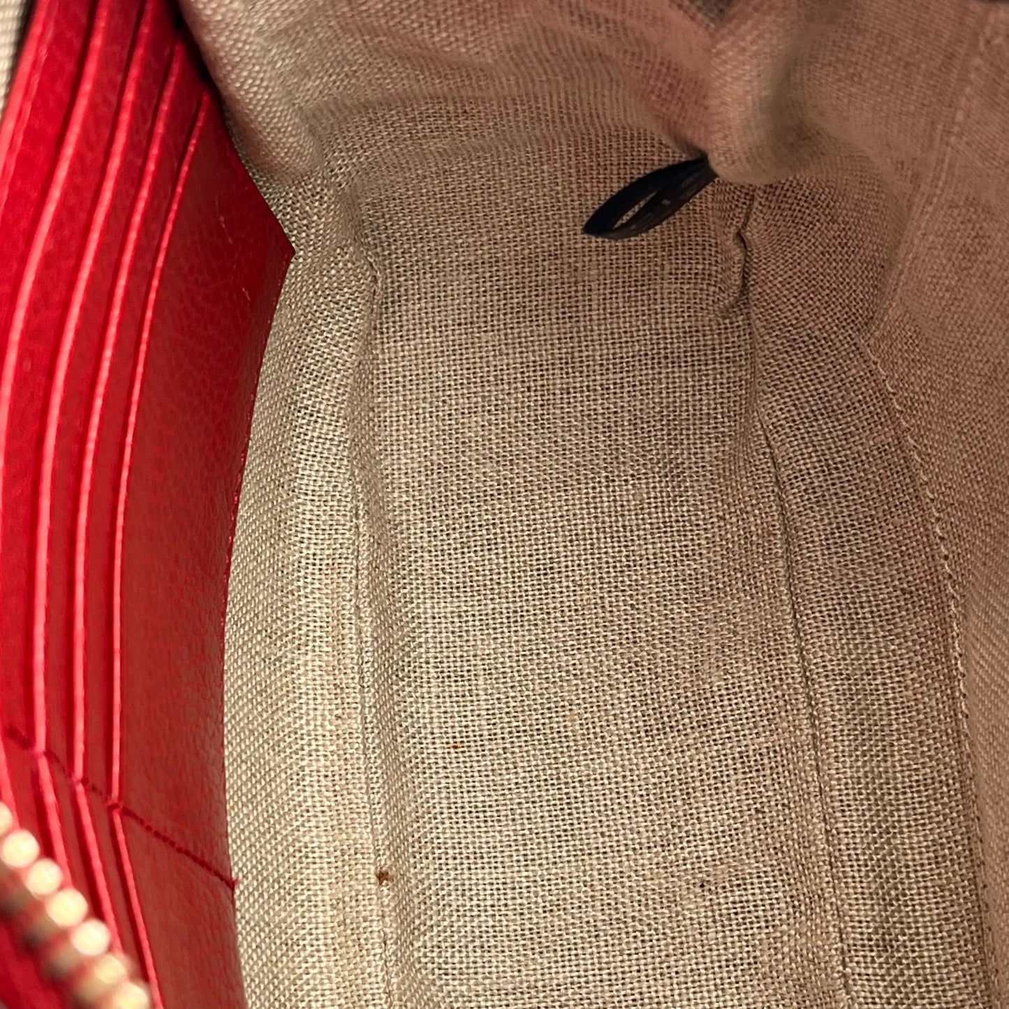 GUCCI GG Canvas and Leather Shoulder Bag - Red