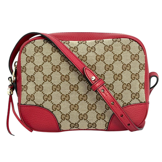 GUCCI GG Canvas and Leather Shoulder Bag - Red
