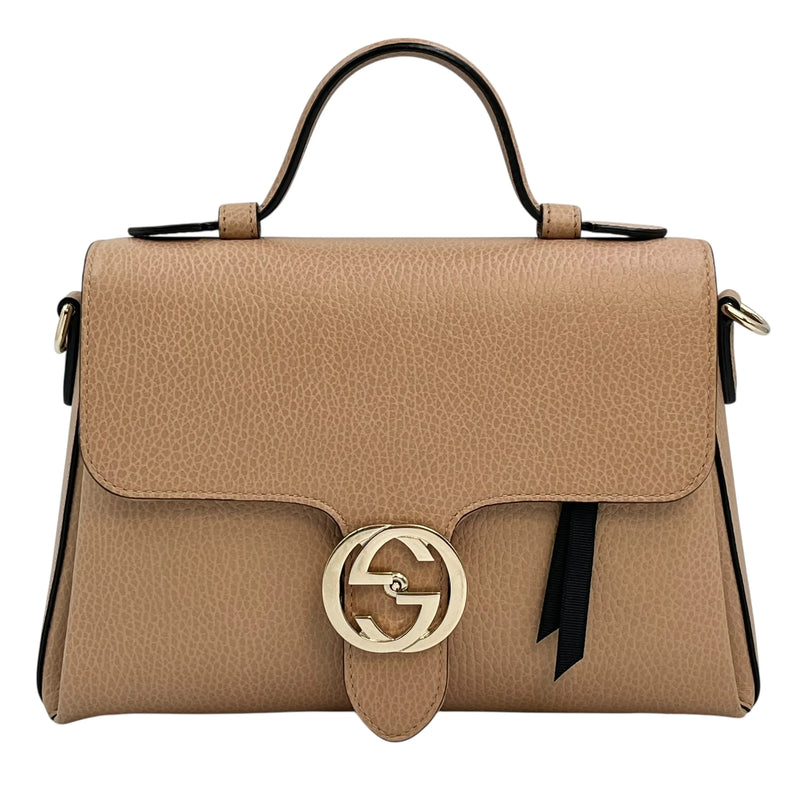 GUCCI Interlocking G Chain Shoulder Bag - Beige 