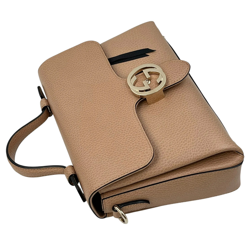 GUCCI Interlocking G Chain Shoulder Bag - Beige 