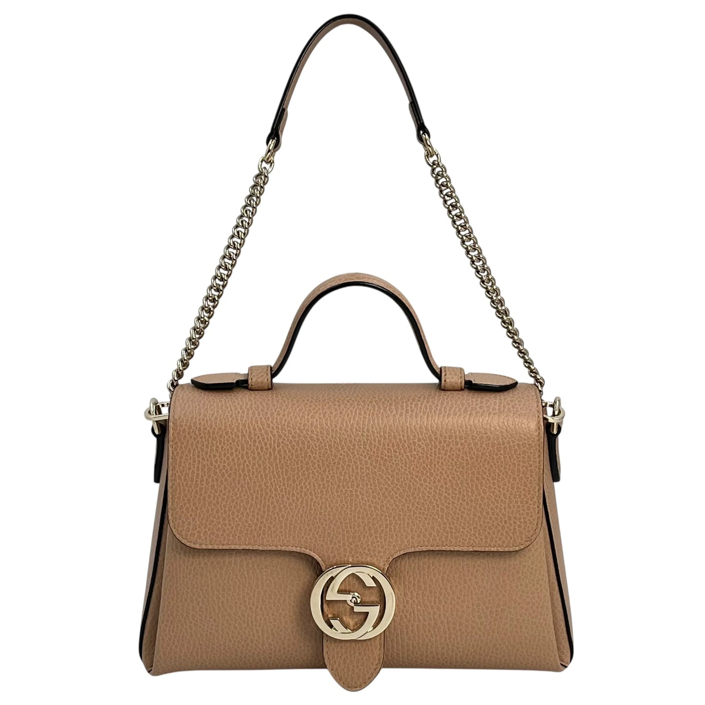 GUCCI Interlocking G Chain Shoulder Bag - Beige 