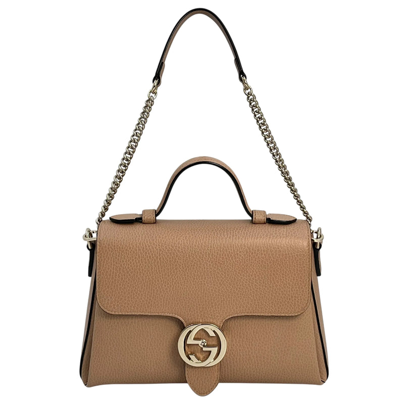GUCCI Interlocking G Chain Shoulder Bag - Beige 