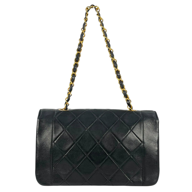 CHANEL Lambskin Matelassé Diana Flap 22 Chain Shoulder Bag - Black 