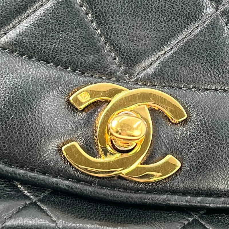CHANEL Lambskin Matelassé Diana Flap 22 Chain Shoulder Bag - Black 