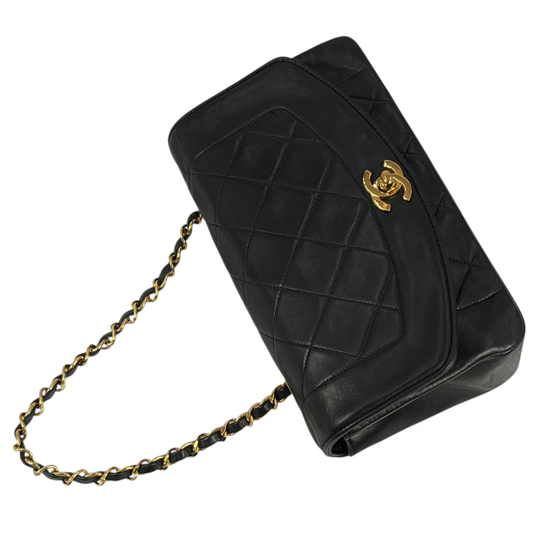 CHANEL Lambskin Matelassé Diana Flap 22 Chain Shoulder Bag - Black 