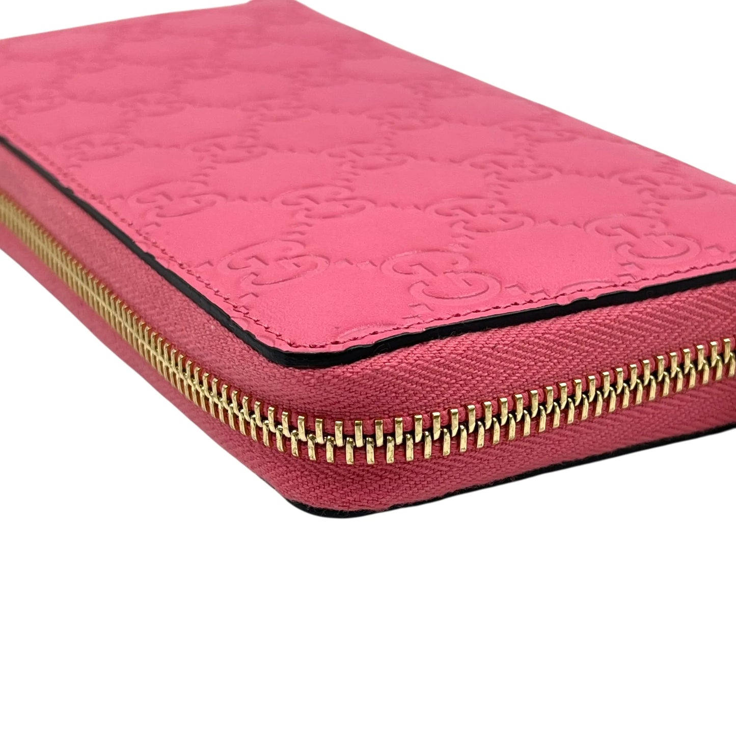 GUCCI Guccissima Round Zip Long Wallet - Pink 