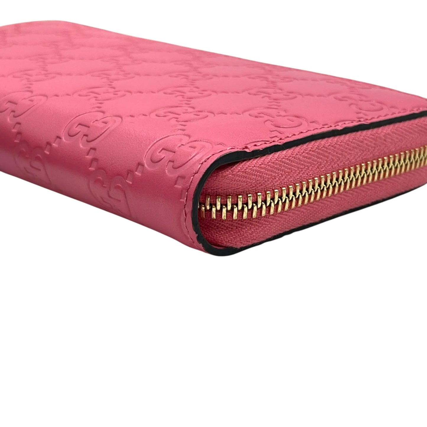 GUCCI Guccissima Round Zip Long Wallet - Pink 