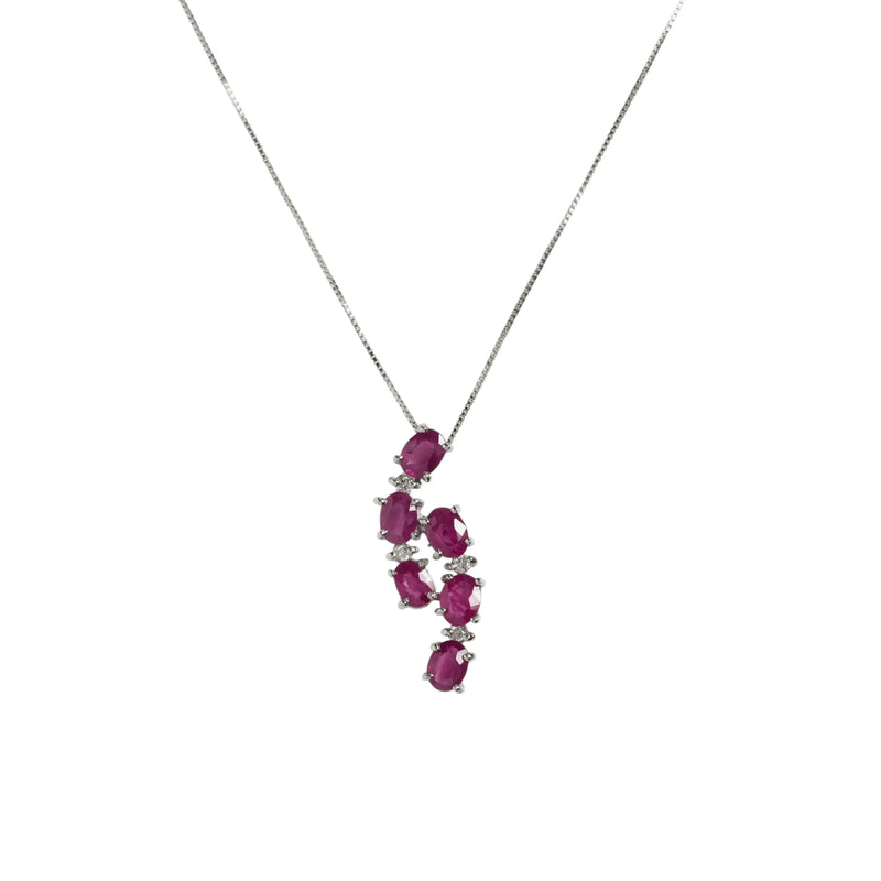 Ruby &amp; Diamond 0.05ct Necklace - 18KWG 