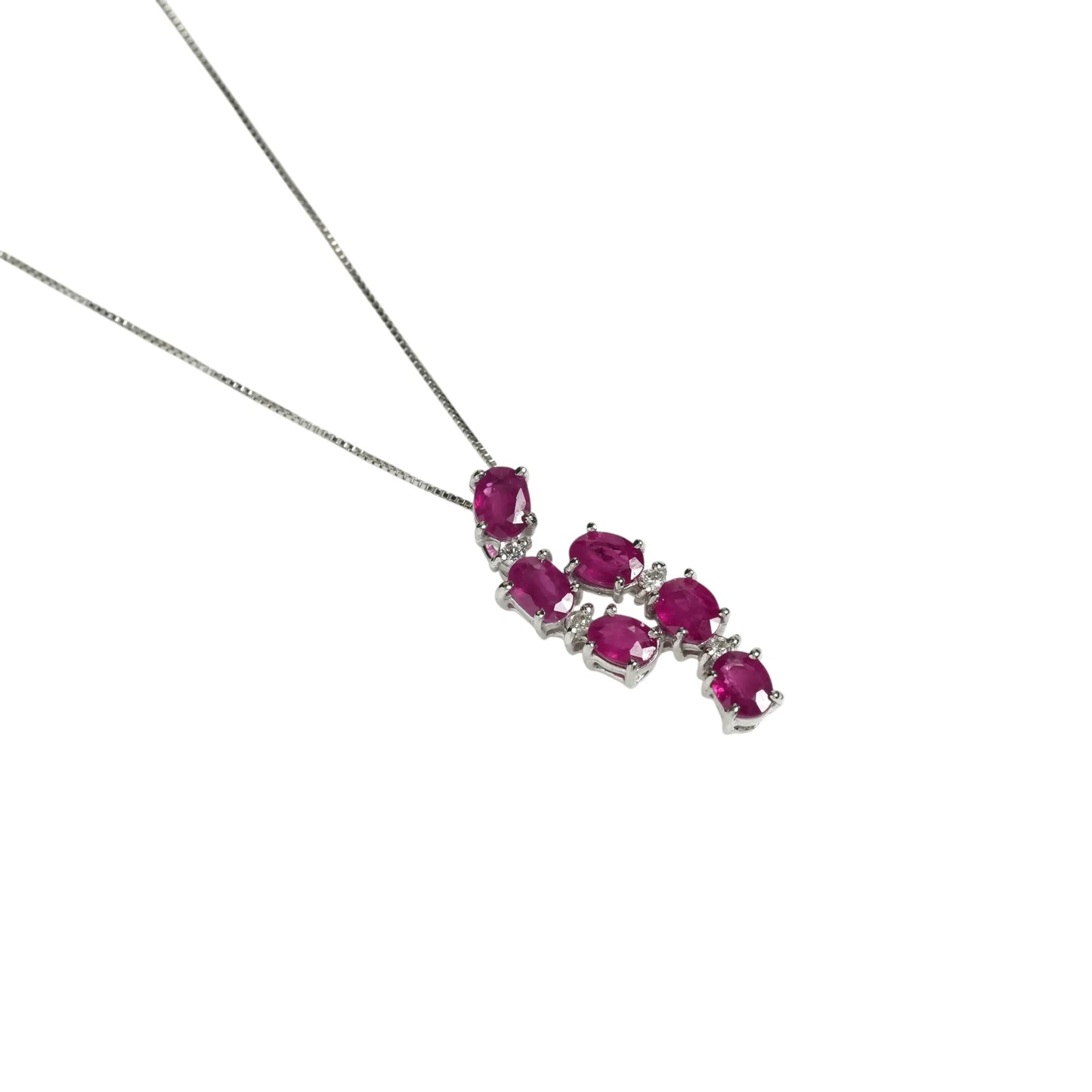 Ruby &amp; Diamond 0.05ct Necklace - 18KWG 