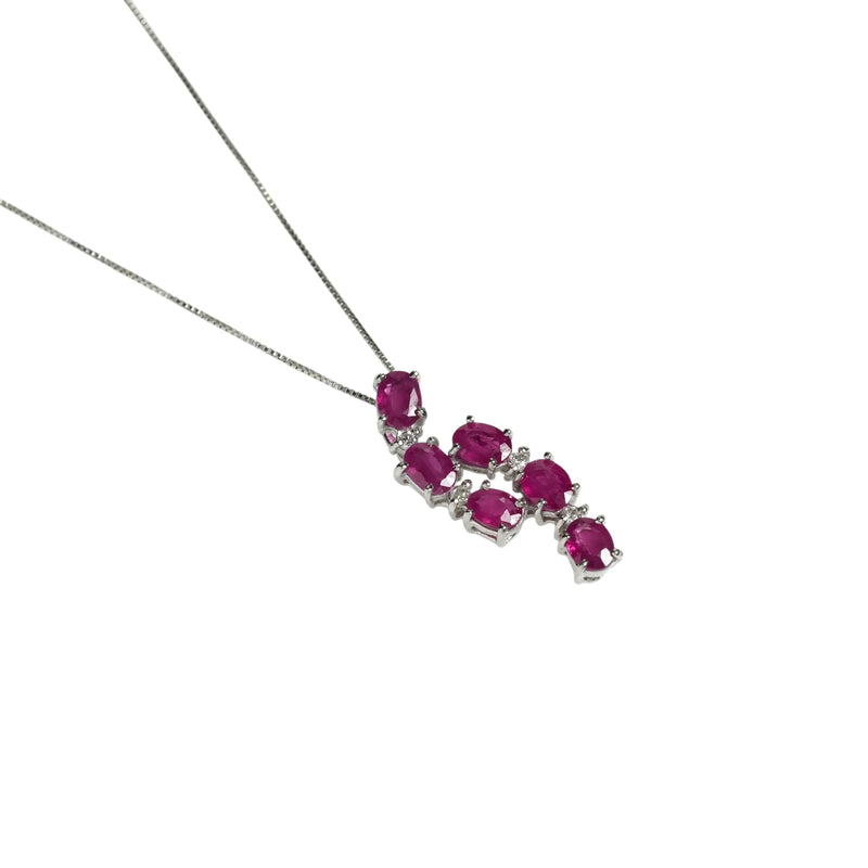 Ruby &amp; Diamond 0.05ct Necklace - 18KWG 