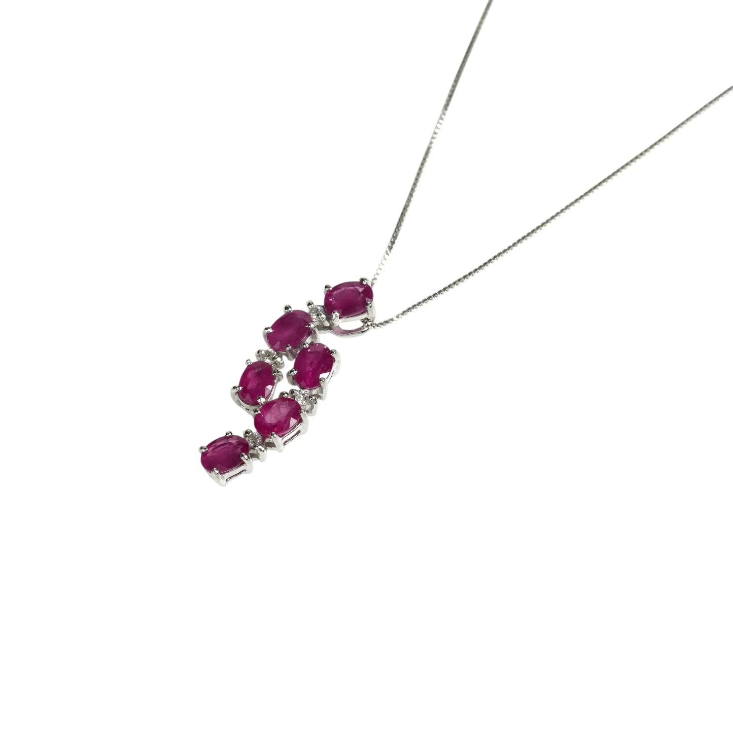 Ruby &amp; Diamond 0.05ct Necklace - 18KWG 