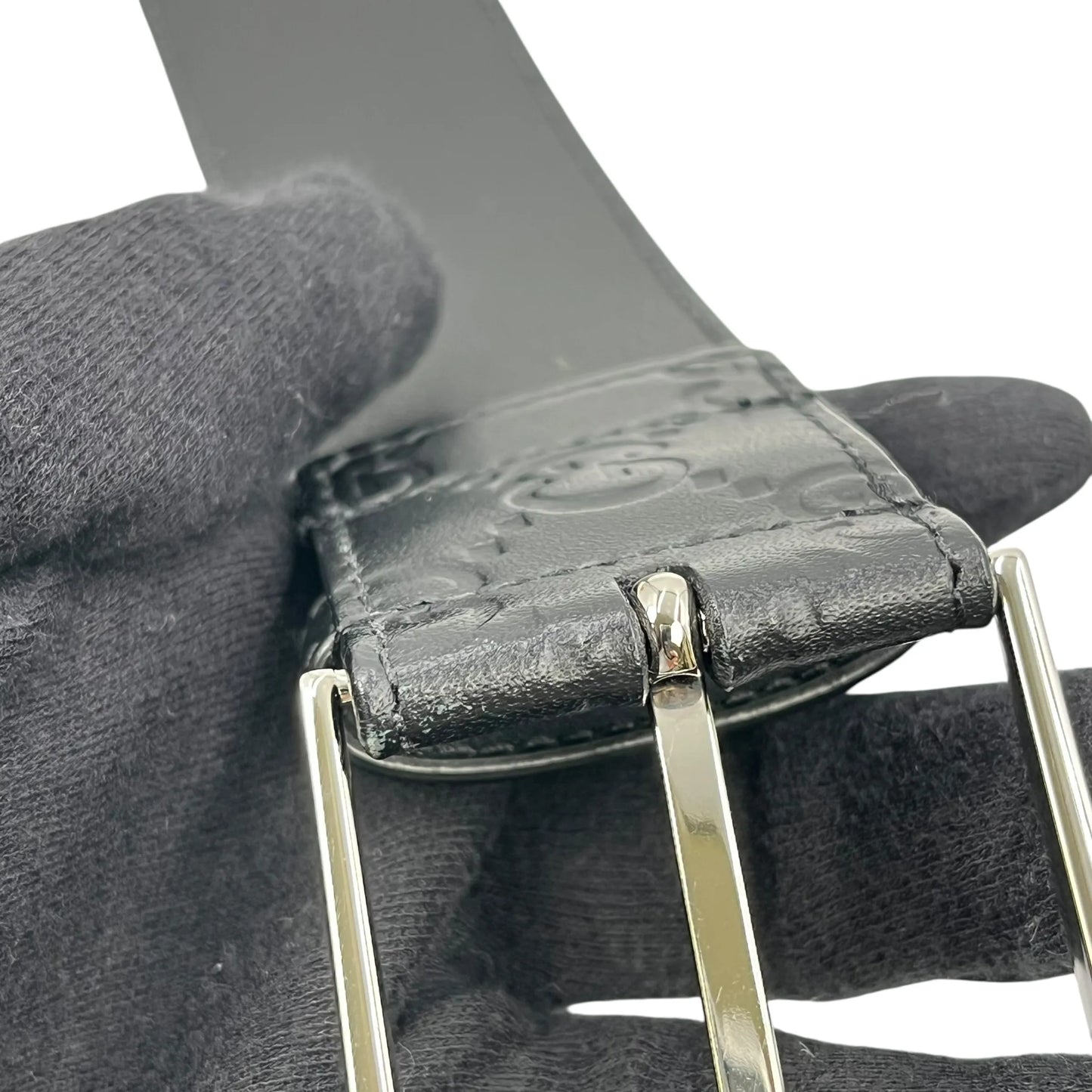 GUCCI Guccissima Leather Belt - Black - 33356 