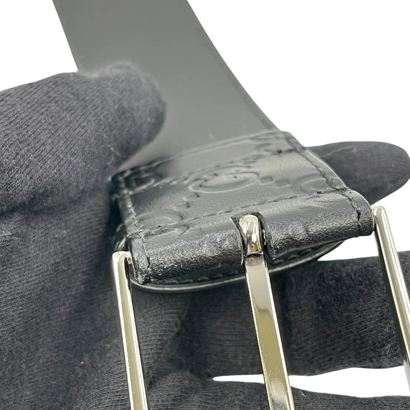 GUCCI Guccissima Leather Belt - Black - 33356 