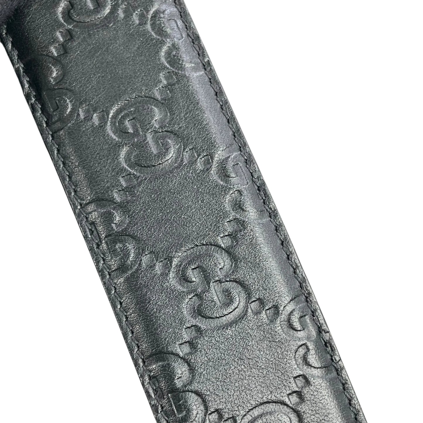 GUCCI Guccissima Leather Belt - Black - 33356 