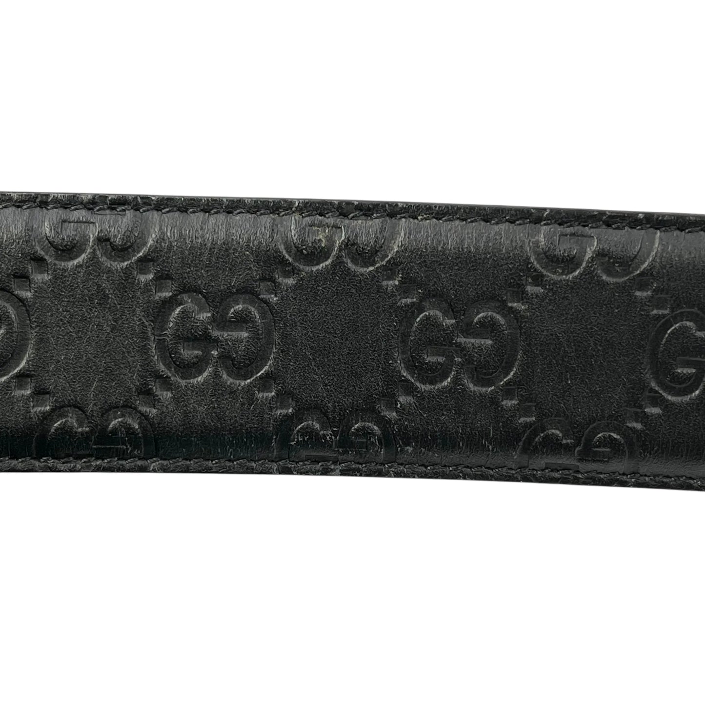 GUCCI Guccissima Leather Belt - Black - 33356 