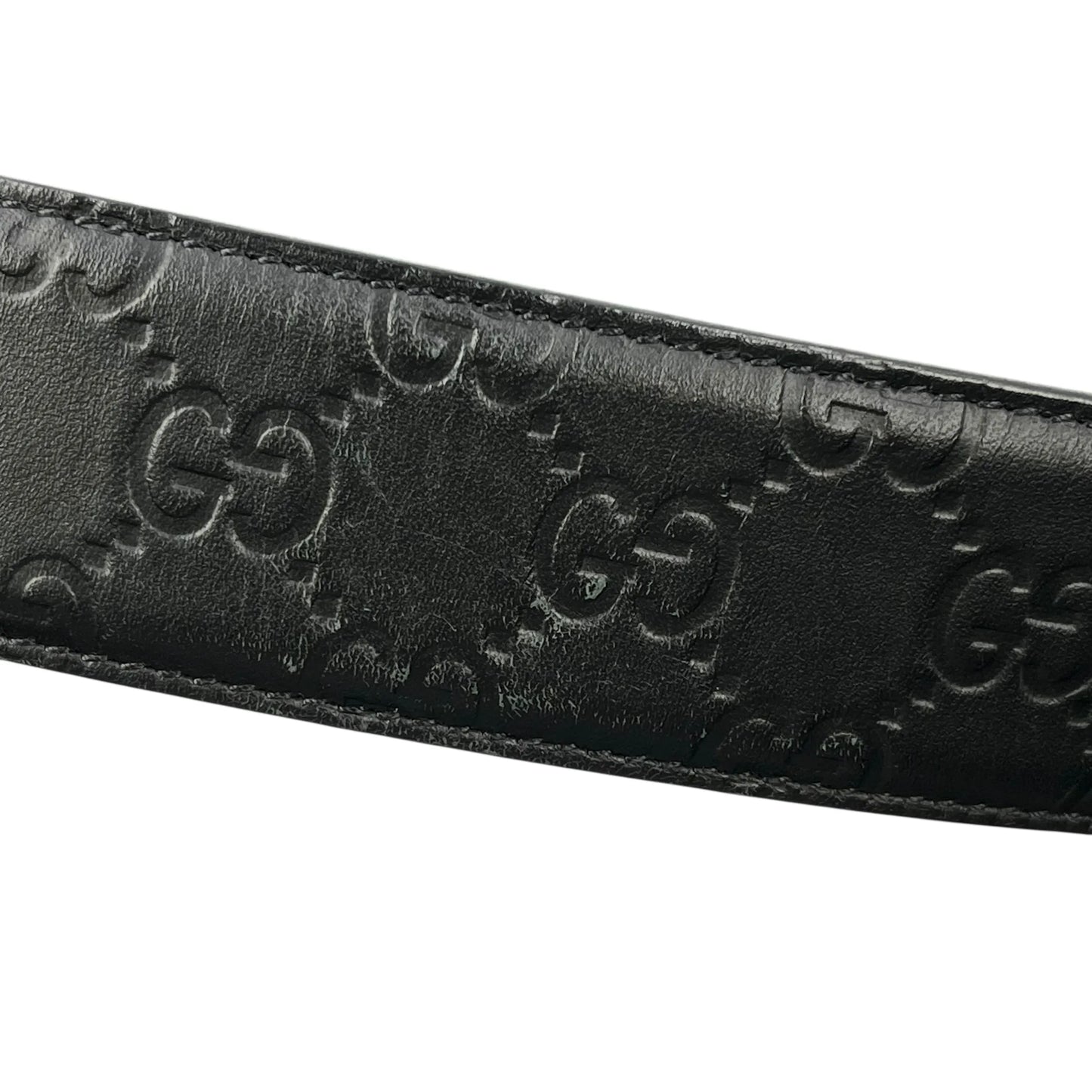 GUCCI Guccissima Leather Belt - Black - 33356 