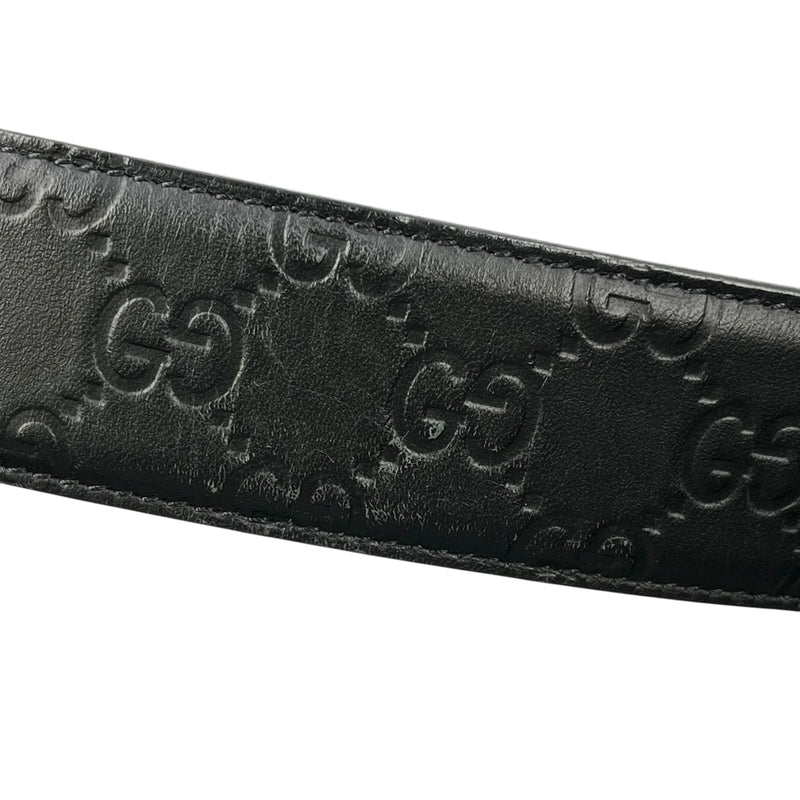 GUCCI Guccissima Leather Belt - Black - 33356 