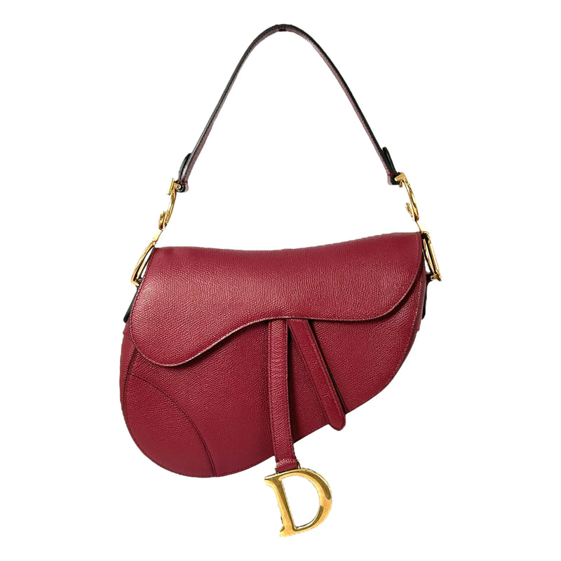 Dior Saddle Leather One-Shoulder Handbag - Red 