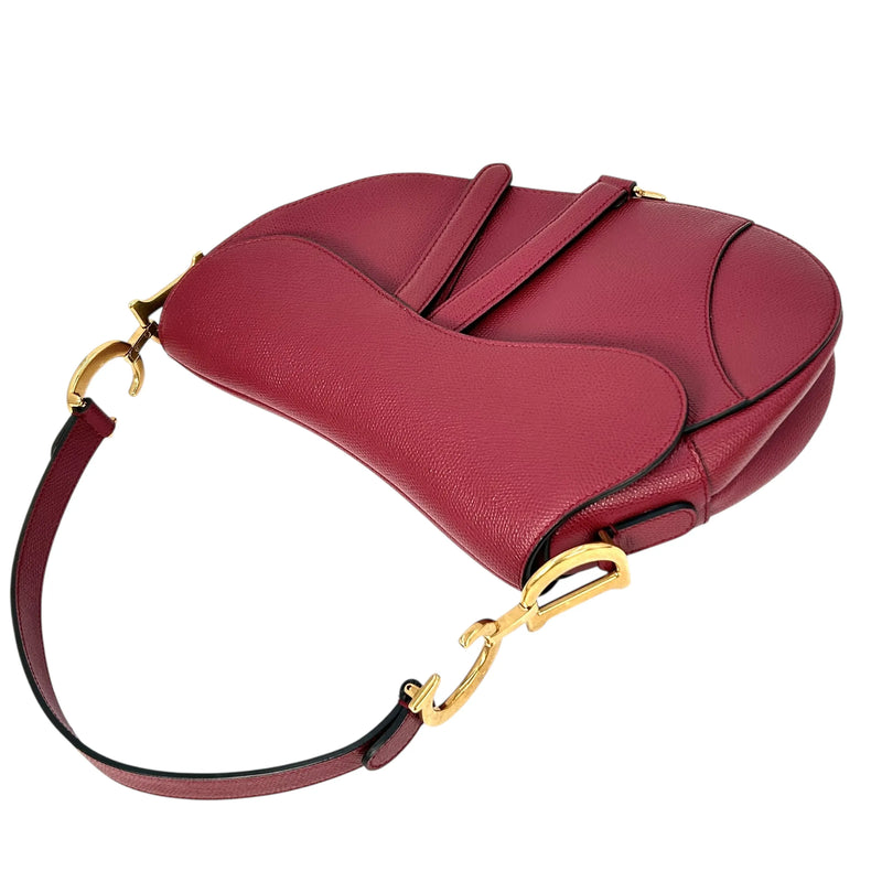 Dior Saddle Leather One-Shoulder Handbag - Red 