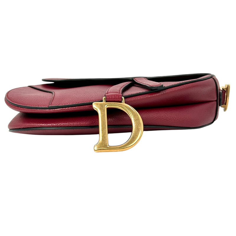 Dior Saddle Leather One-Shoulder Handbag - Red 