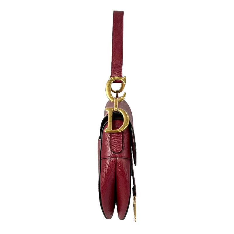 Dior Saddle Leather One-Shoulder Handbag - Red 