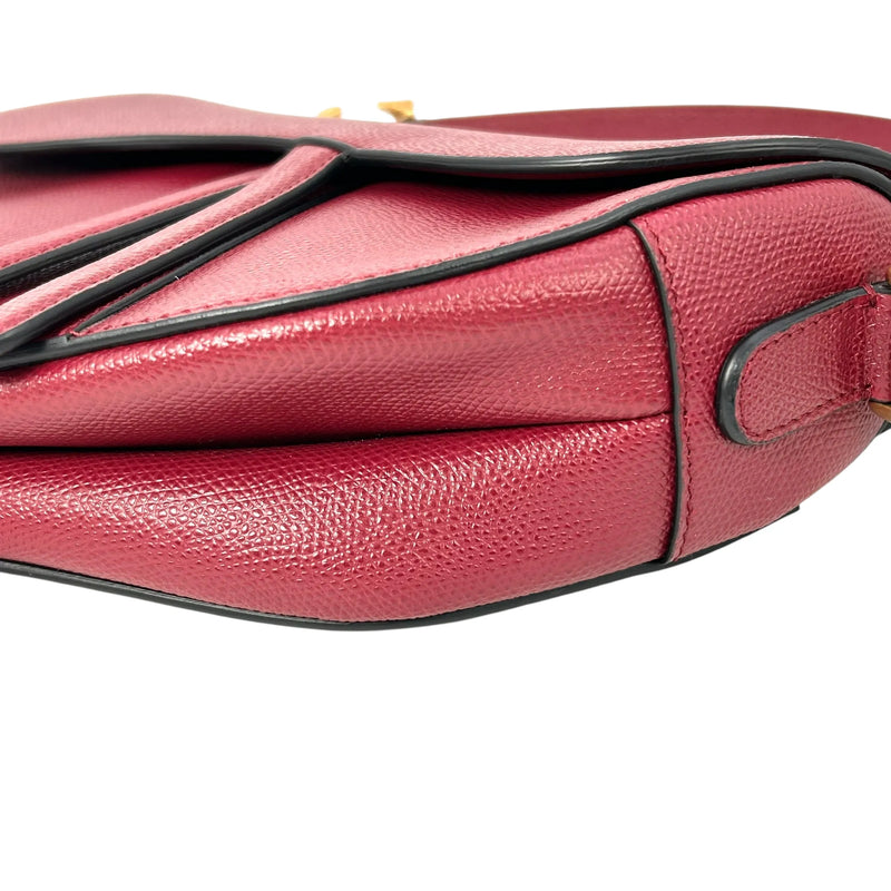 Dior Saddle Leather One-Shoulder Handbag - Red 