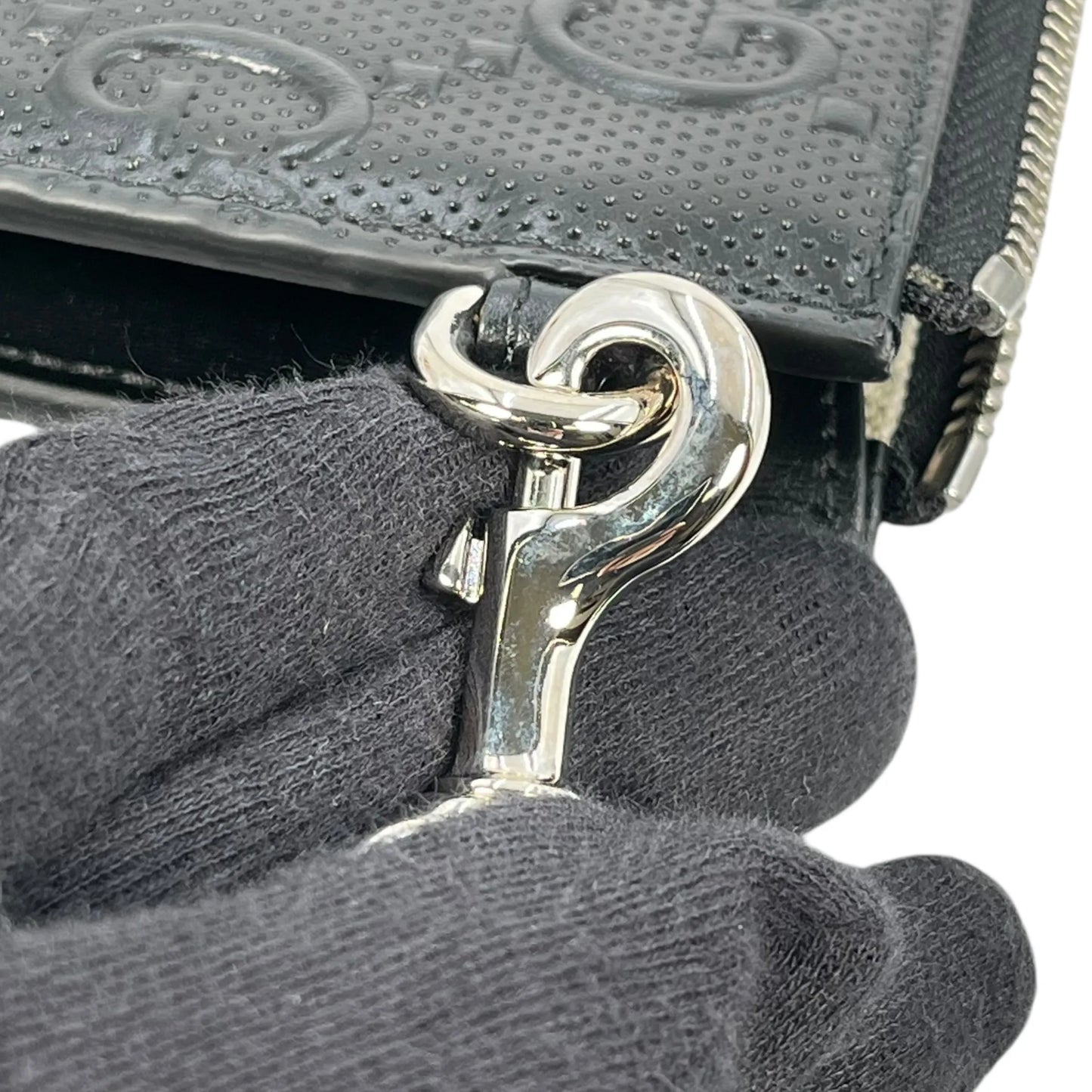 GUCCI GG Imprime Leather Clutch Bag/Wallet - Black 