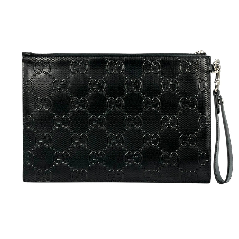 GUCCI GG Imprime Leather Clutch Bag/Wallet - Black 