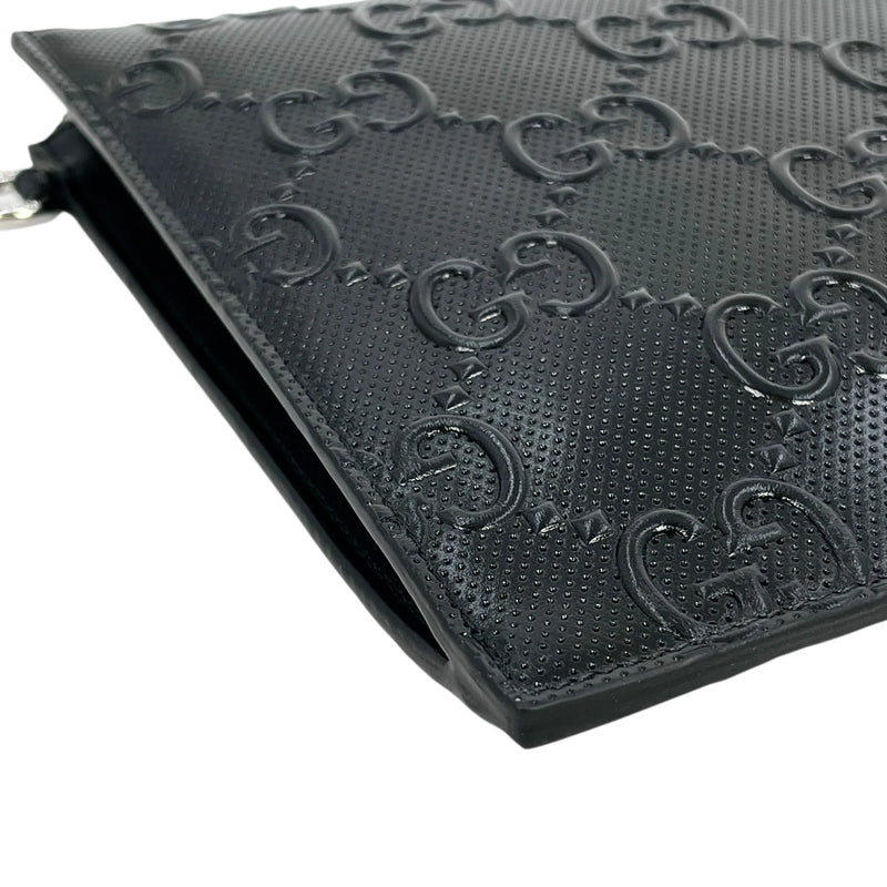 GUCCI GG Imprime Leather Clutch Bag/Wallet - Black 
