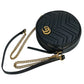 GUCCI GG Marmont Round Mini Chain Shoulder Bag - Black 