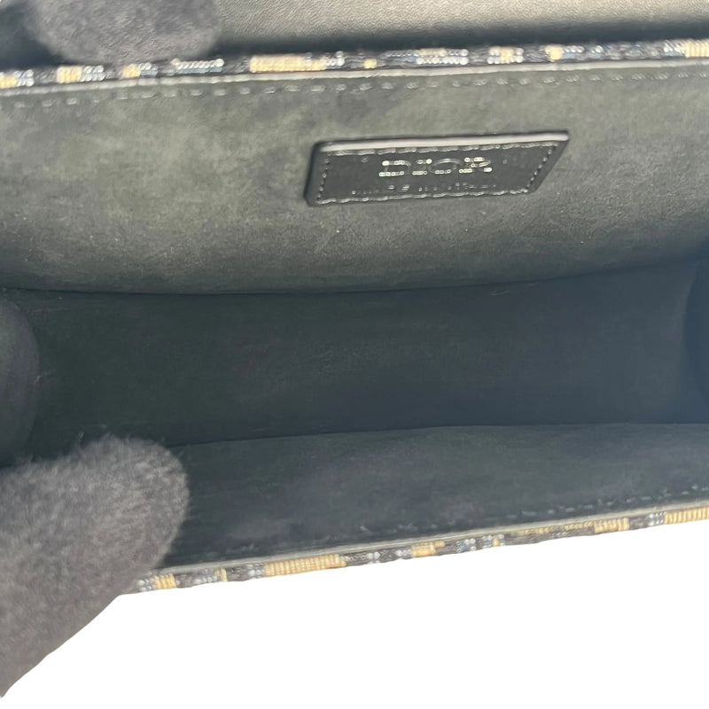 Dior オブリーク キャンバス レザー ボディバッグ ショルダーバッグ - ブラック